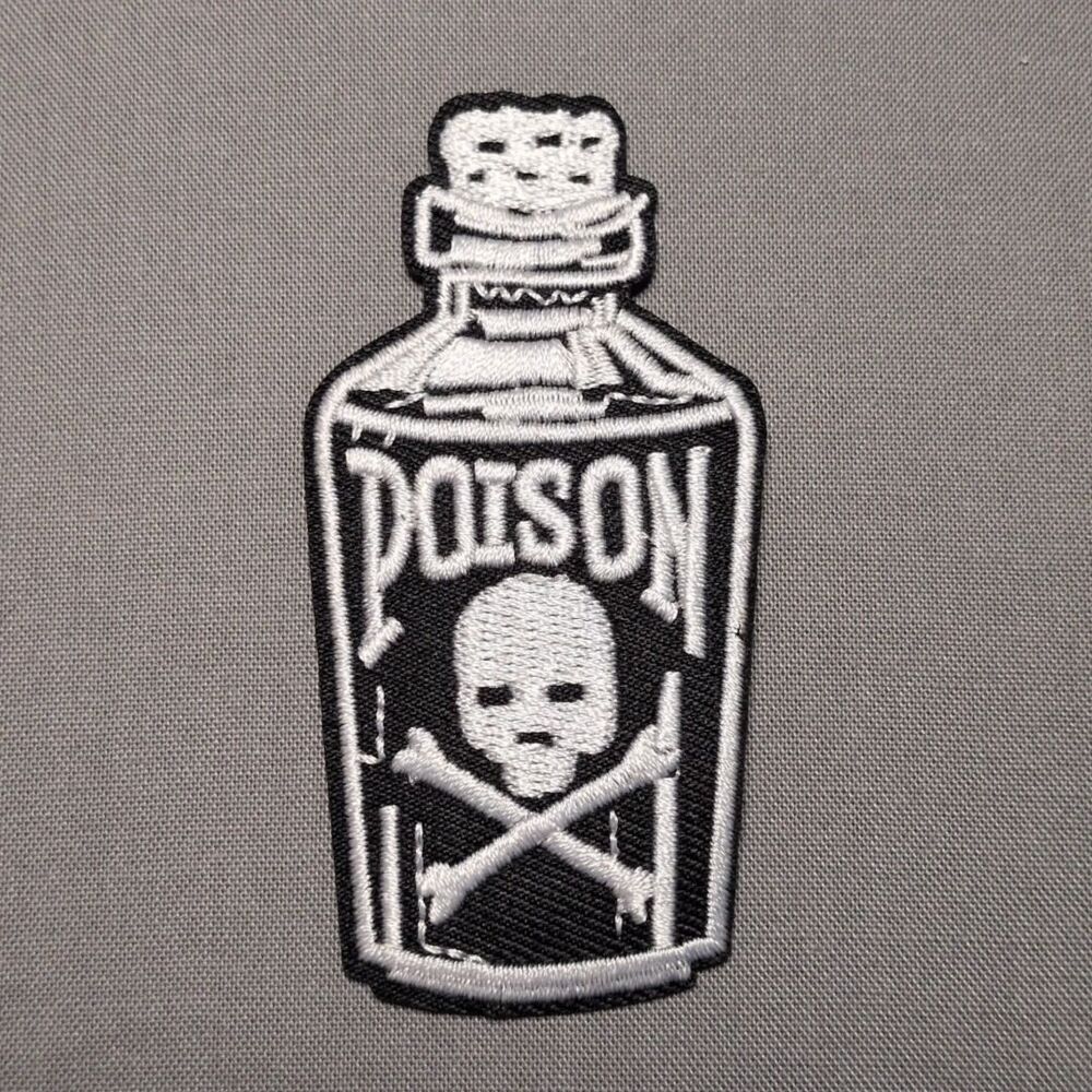 Poison Medicine Bottle Iron On Patch | Gothic Embroidered Patch